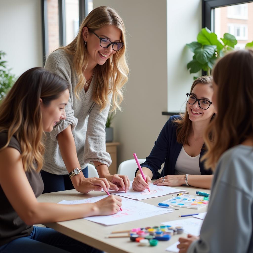 Licensed Art Therapist Leading Group Session