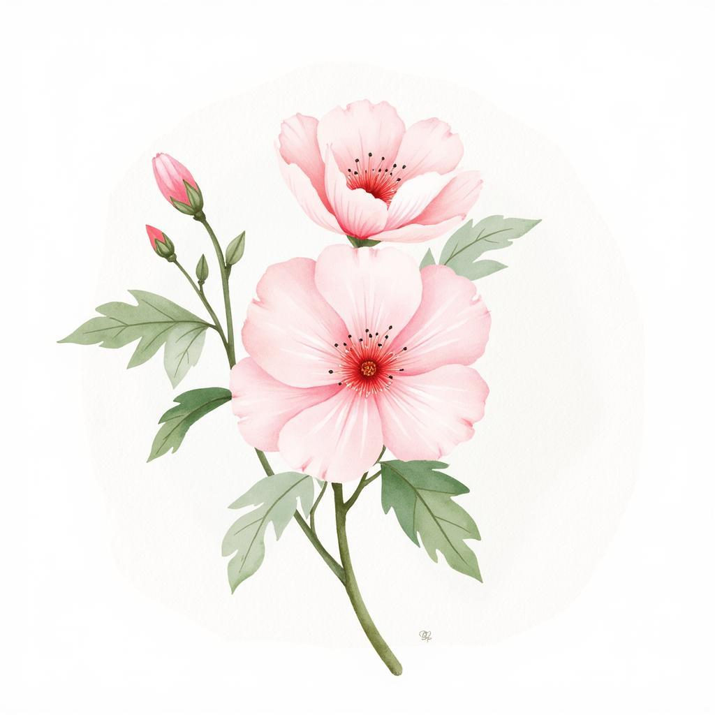 Delicate Light Pink Floral Watercolor