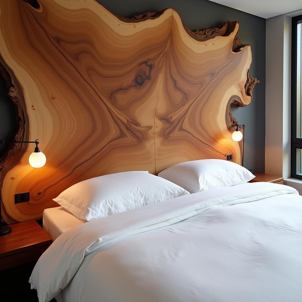 Live Edge Wood Wall Art as a Statement Headboard