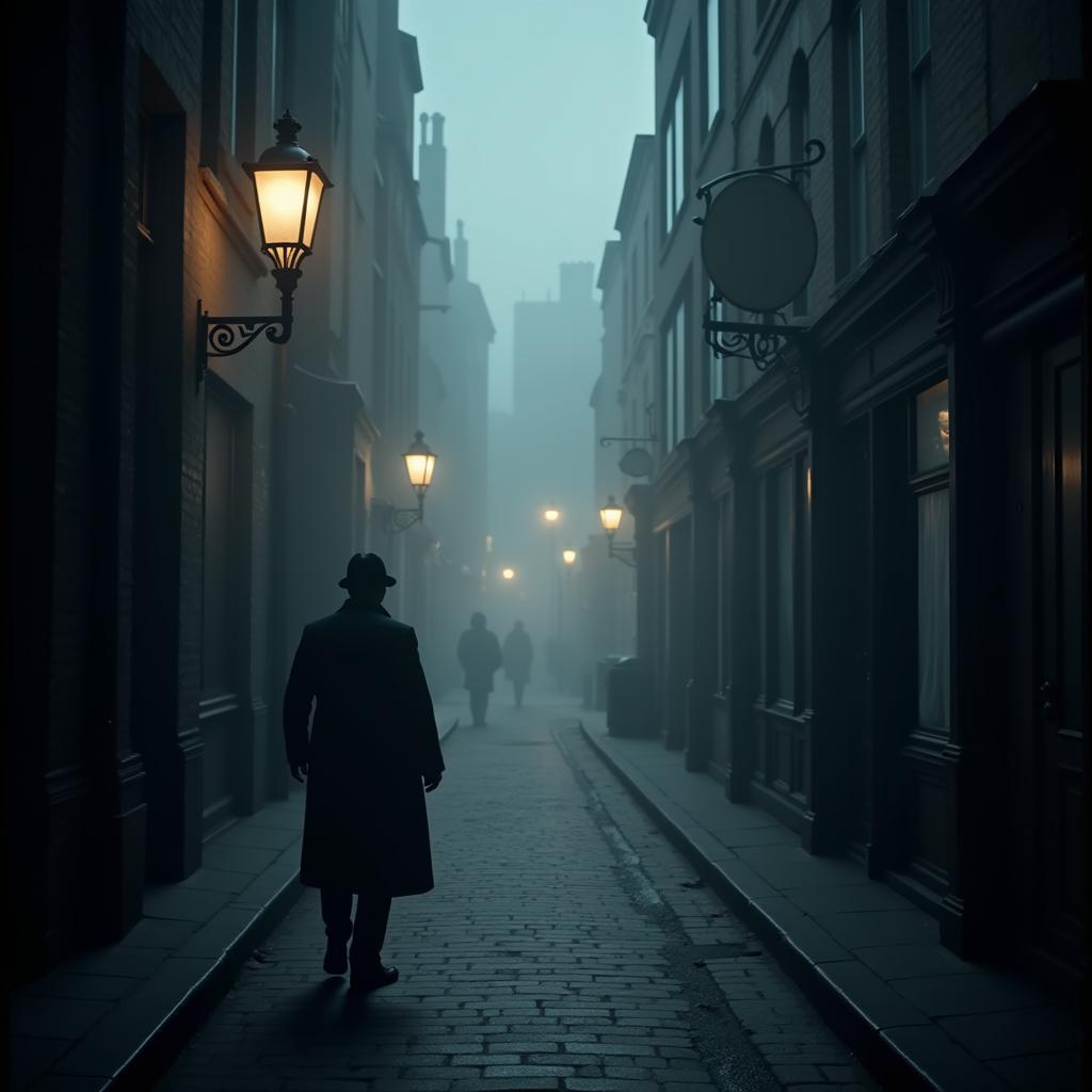 Atmospheric London Scene in Sherlock Holmes Art