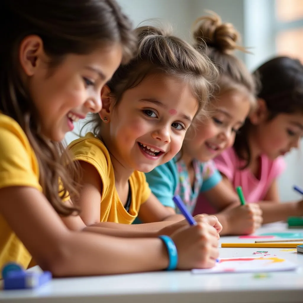 Children attending art class