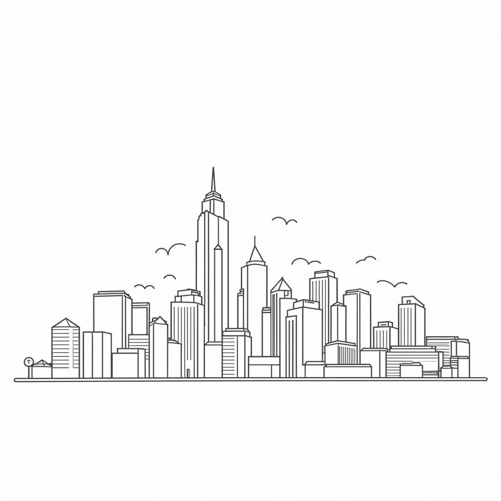 Los Angeles Skyline Art: Black and White Minimalism