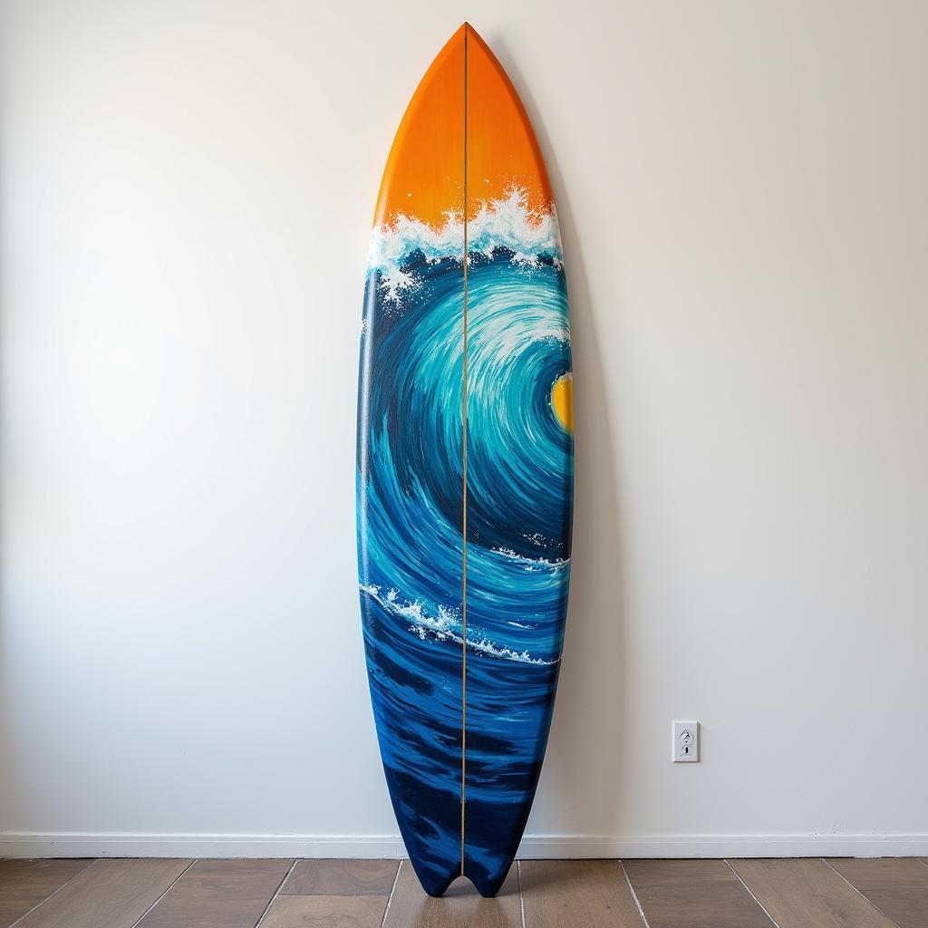 Lost surfboard art depicting an ocean scene