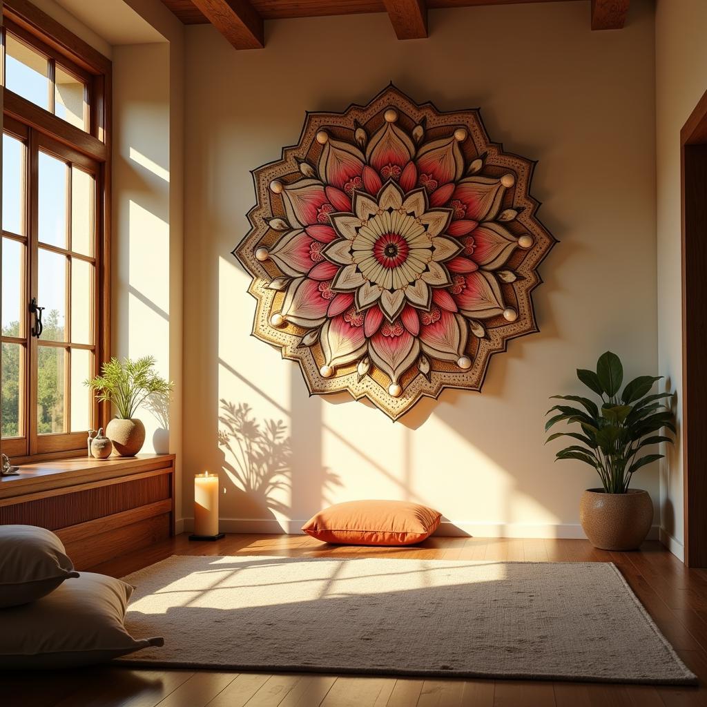 Lotus Mandala Wall Art in Meditation Room