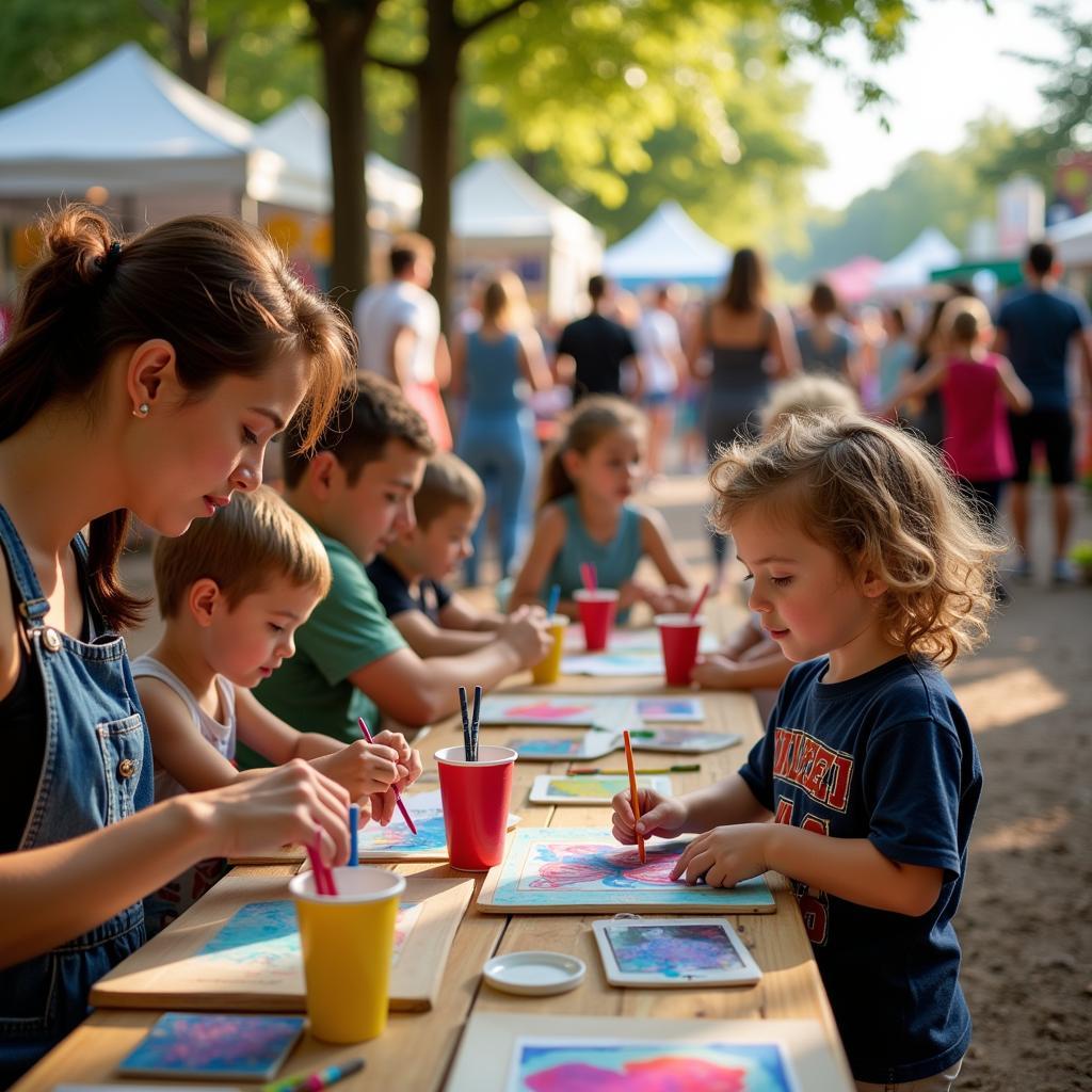 Families enjoying the Lowell Arts Festival.