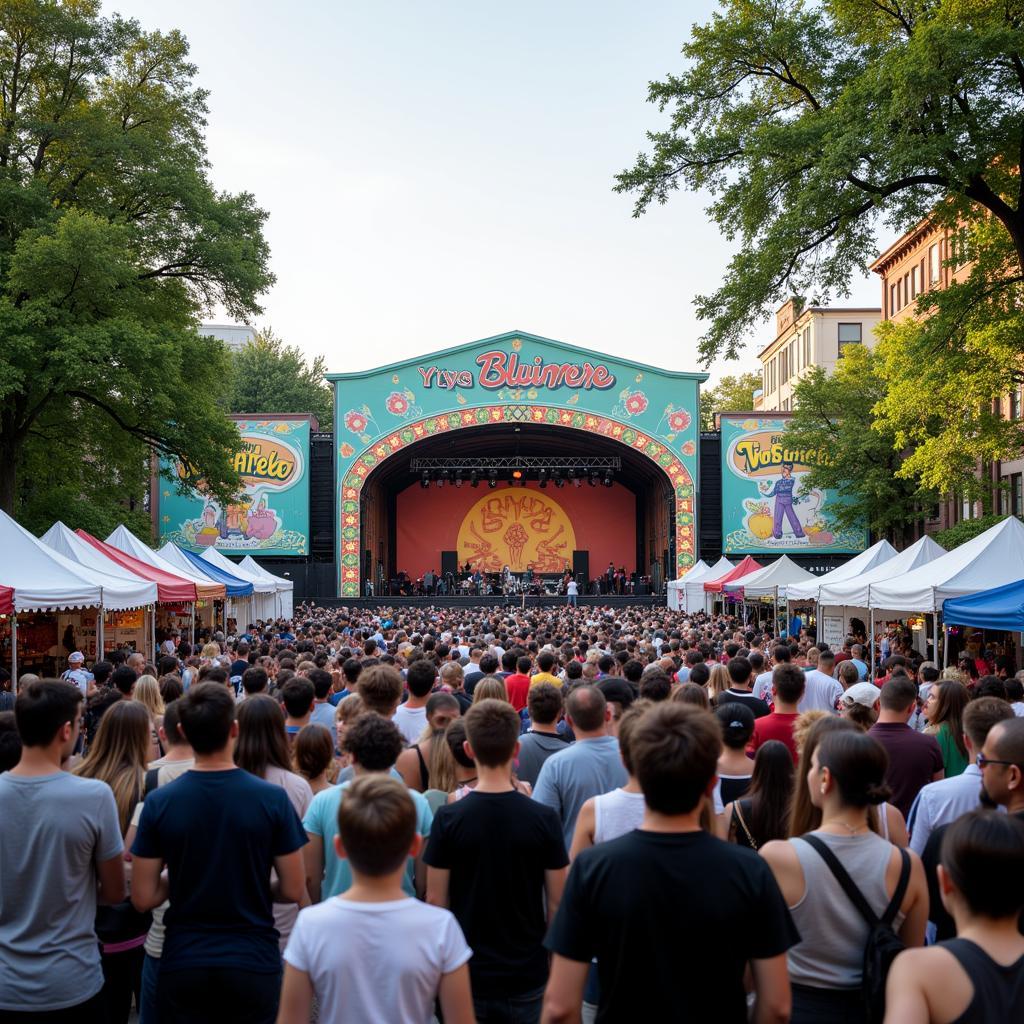 Crowds gathered at the main stage of the Lowell Arts Festival