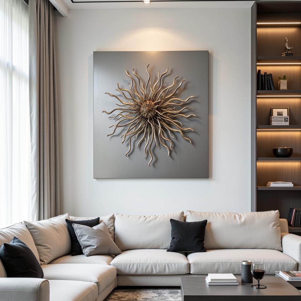 Luxury Metal Sculpture Wall Art for Living Room