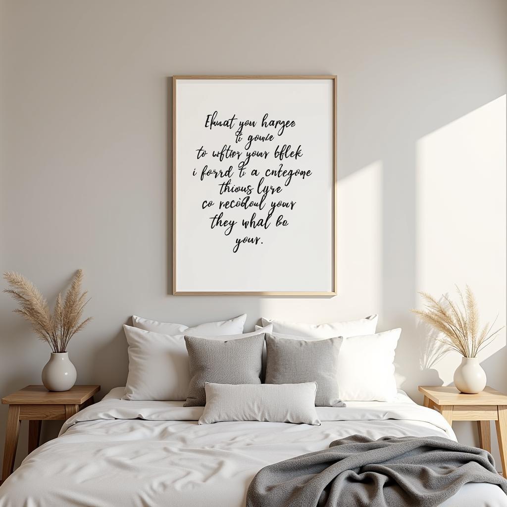 Lyrics on Wall Art in a Calming Bedroom 