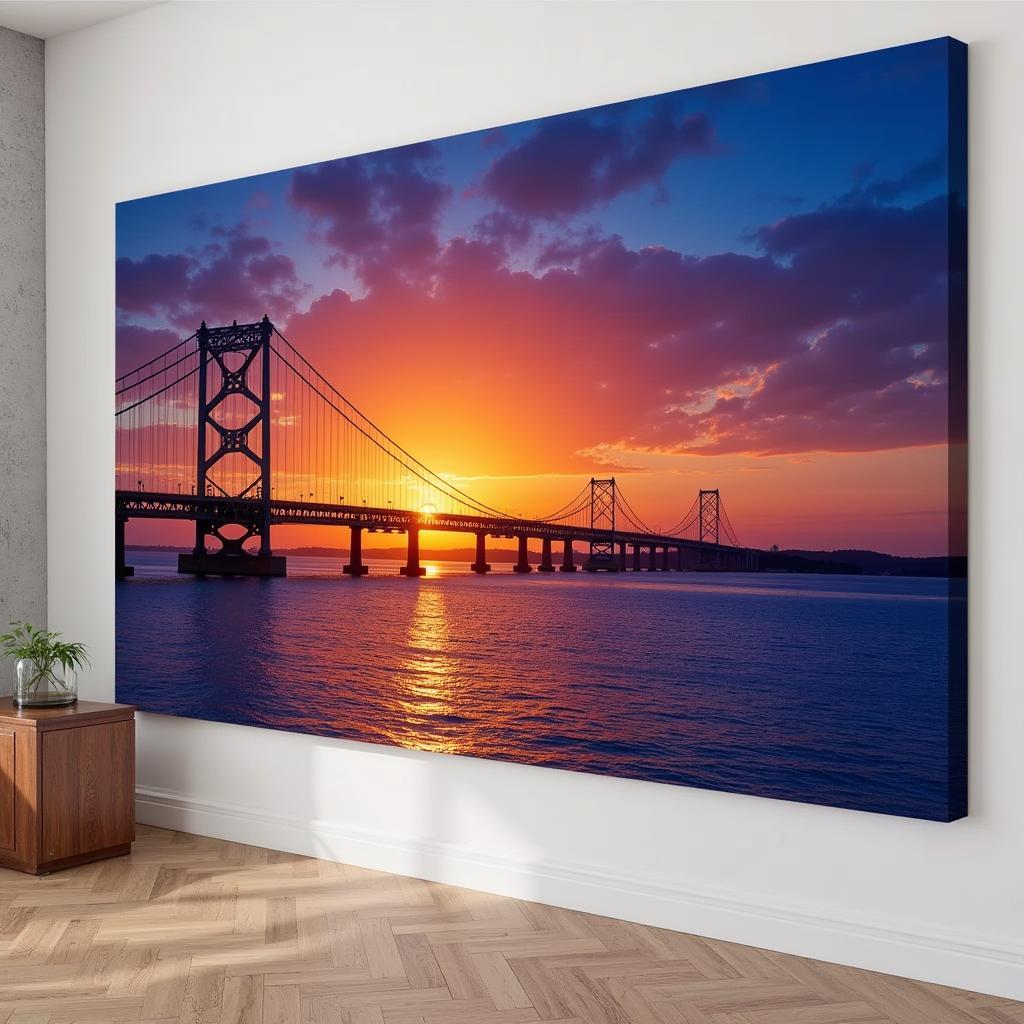 Mackinac Bridge sunset canvas print