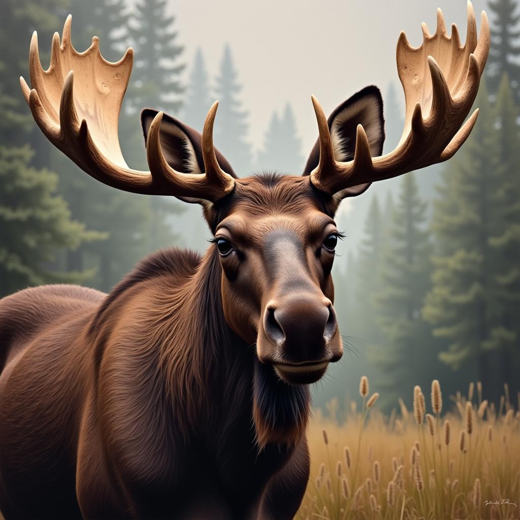 Majestic Moose Portrait Painting