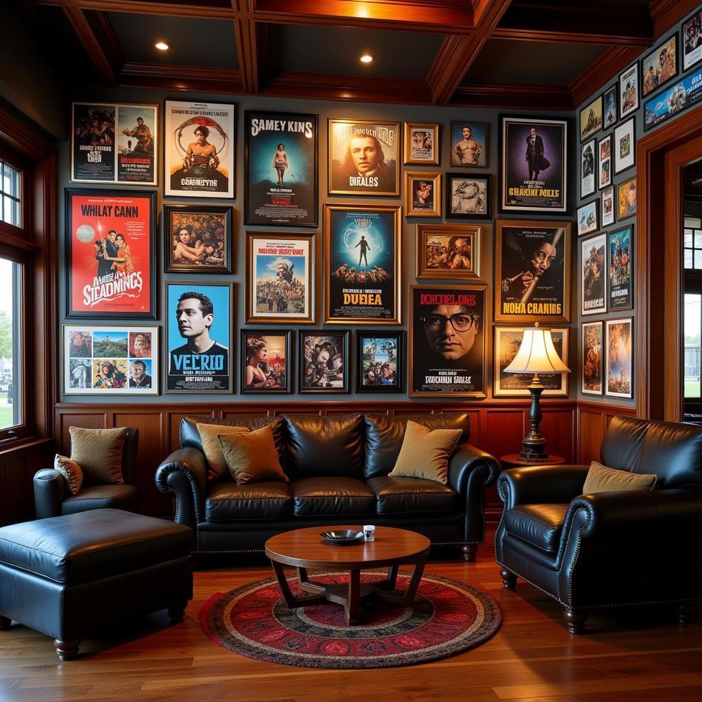 Movie Posters Adorning a Man Cave Wall