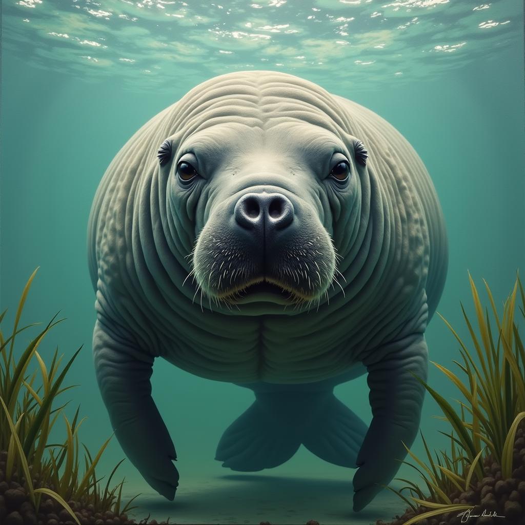 Realistic Manatee Portrait