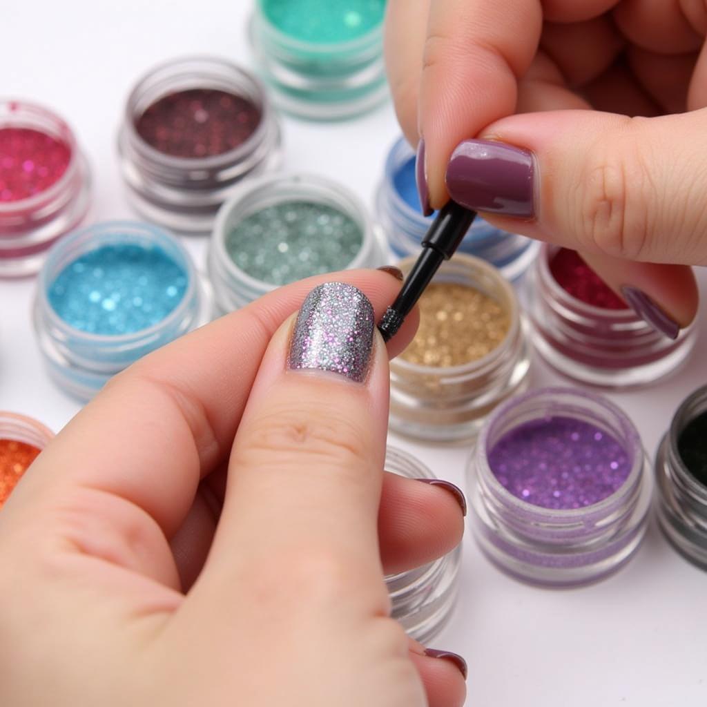 Applying Nail Art Glitter