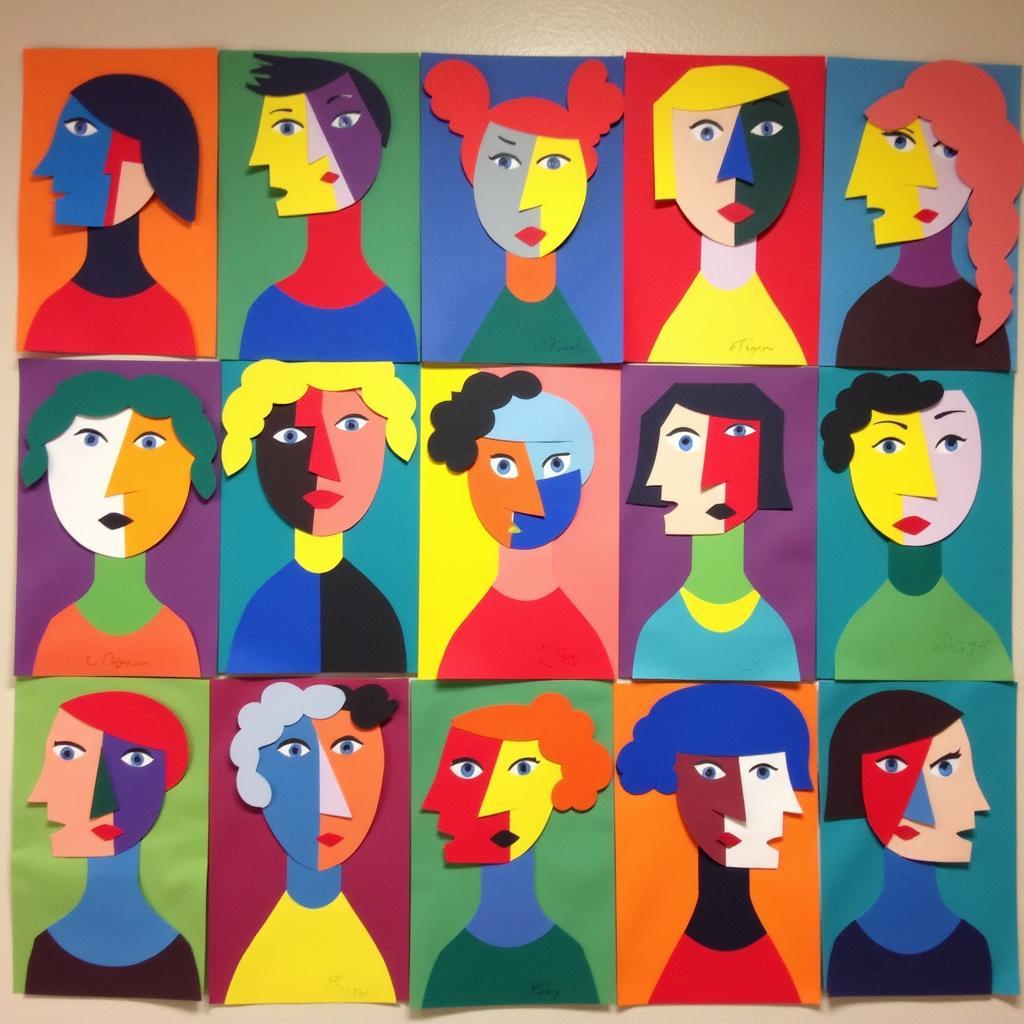 Kindergarten Students' Picasso-Inspired Portraits