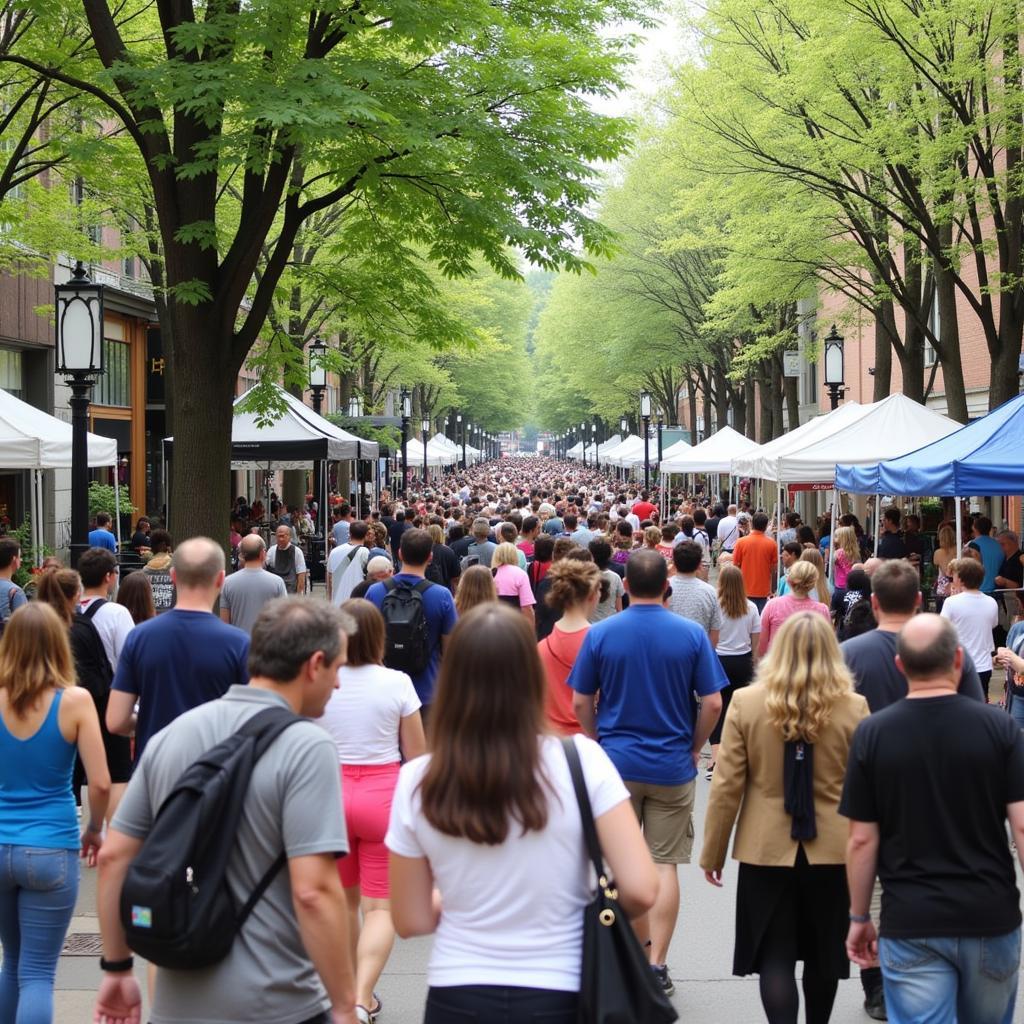 A crowd enjoys the festivities at the Marietta Art Walk