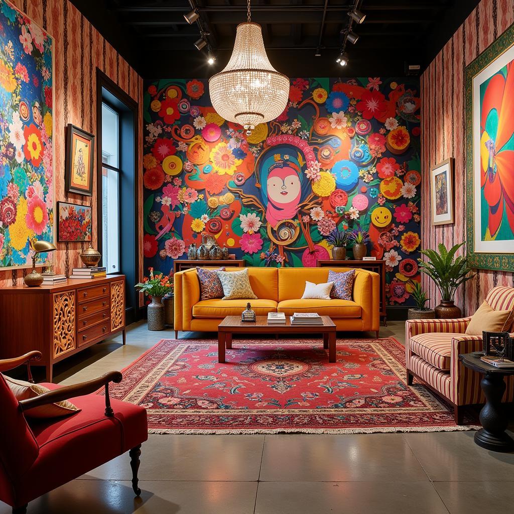 Maximal Art Installation with Bold Colors and Patterns