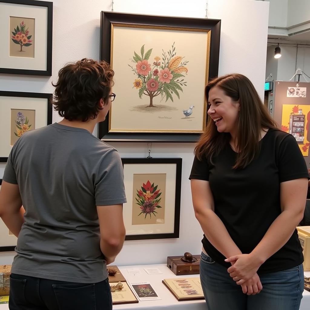 Visitors browsing art at the Mayfest Arts Fair