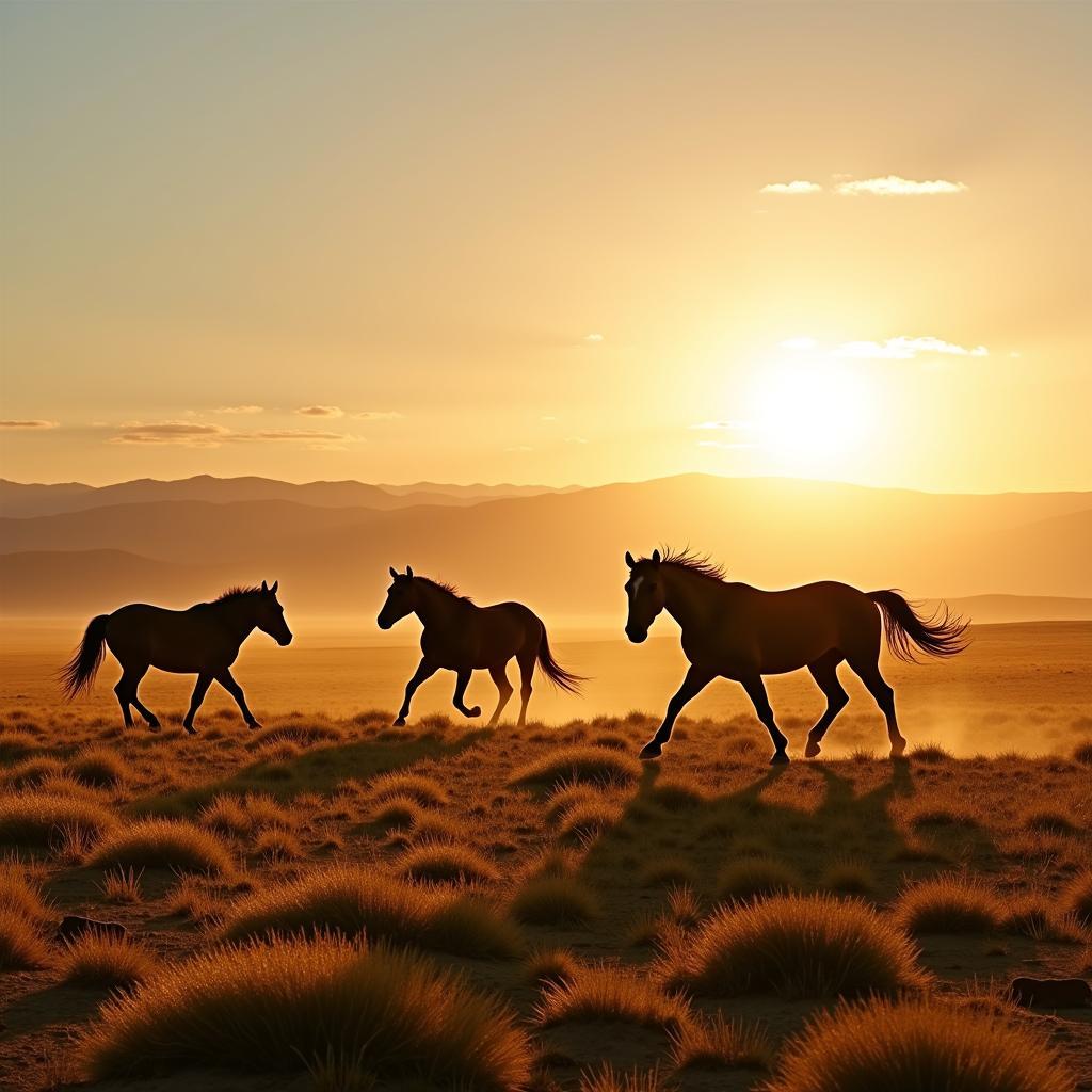 Maynard Dixon Western Landscape with Horses