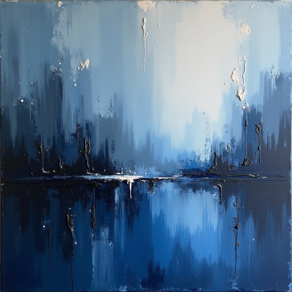 Melancholy Abstract Art in Blue and Grey Tones