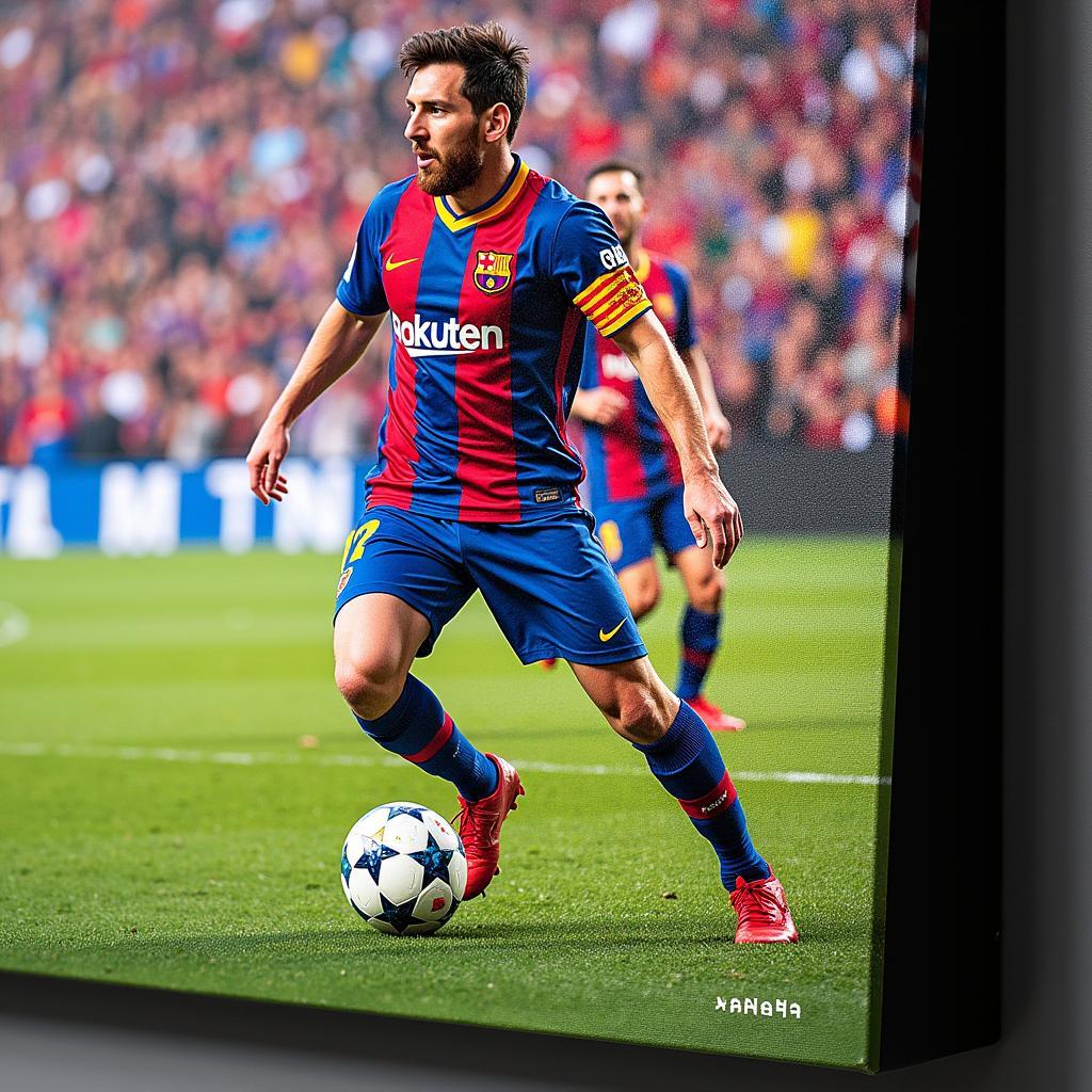 Bức tranh Messi canvas art chụp cận cảnh