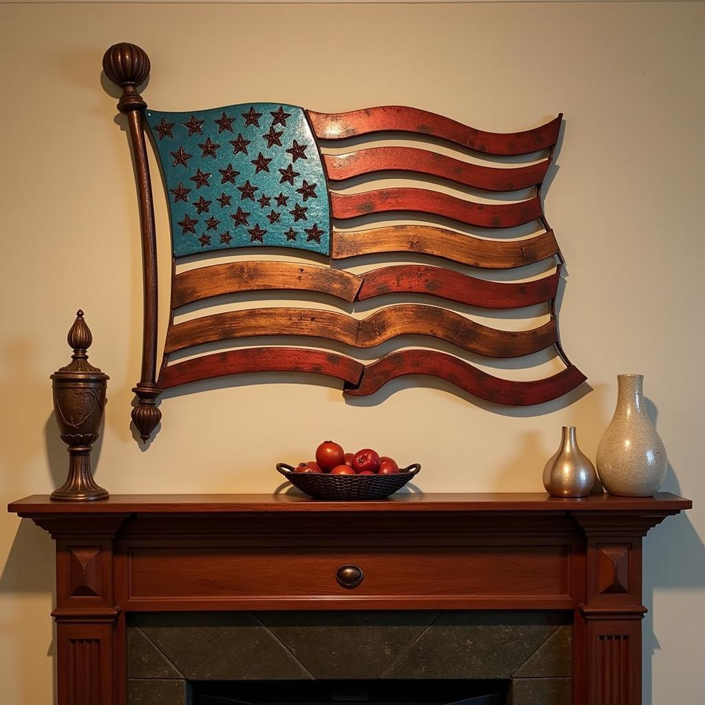 Metal American Flag Art in Interior Decor