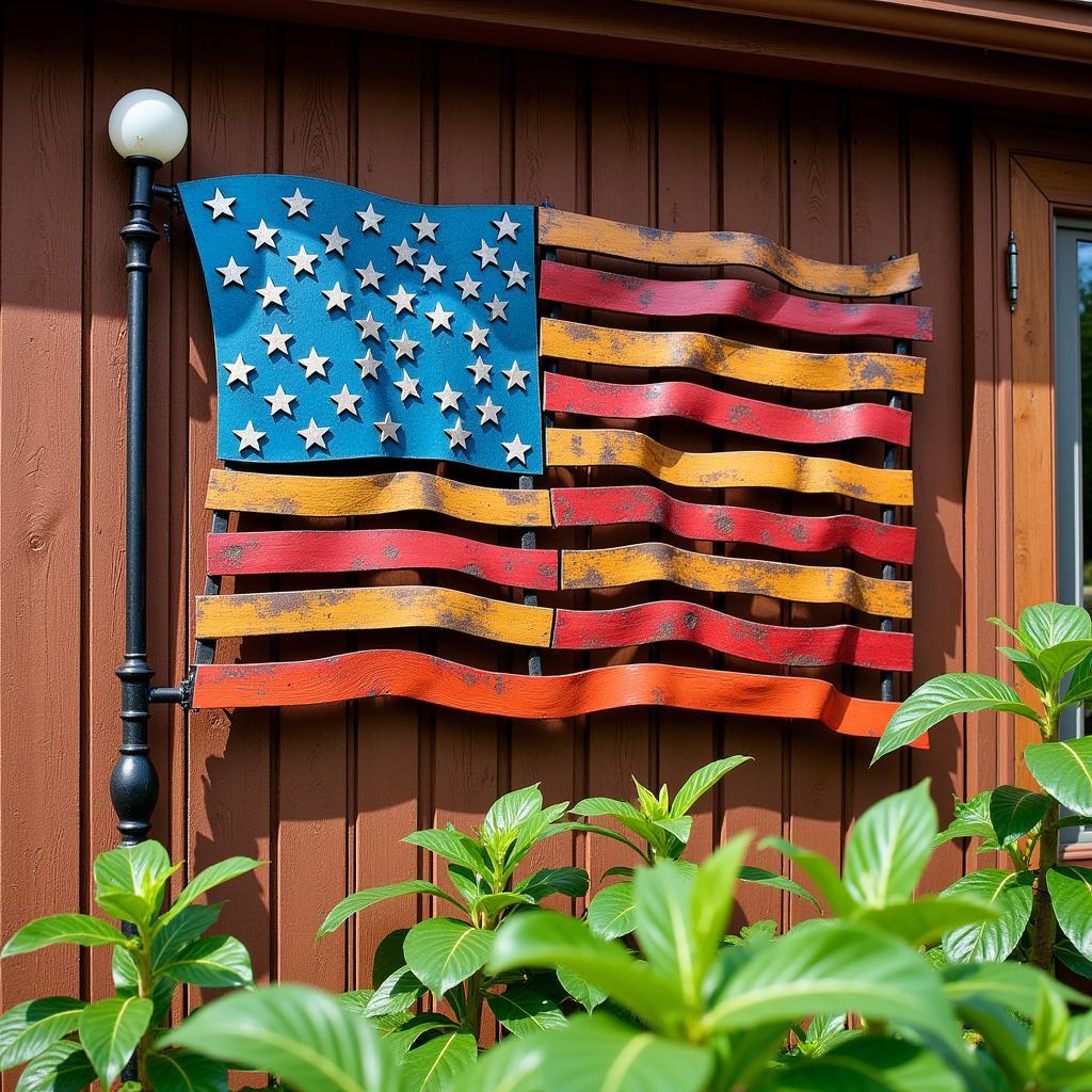 Metal Art Flag Displayed Outdoors