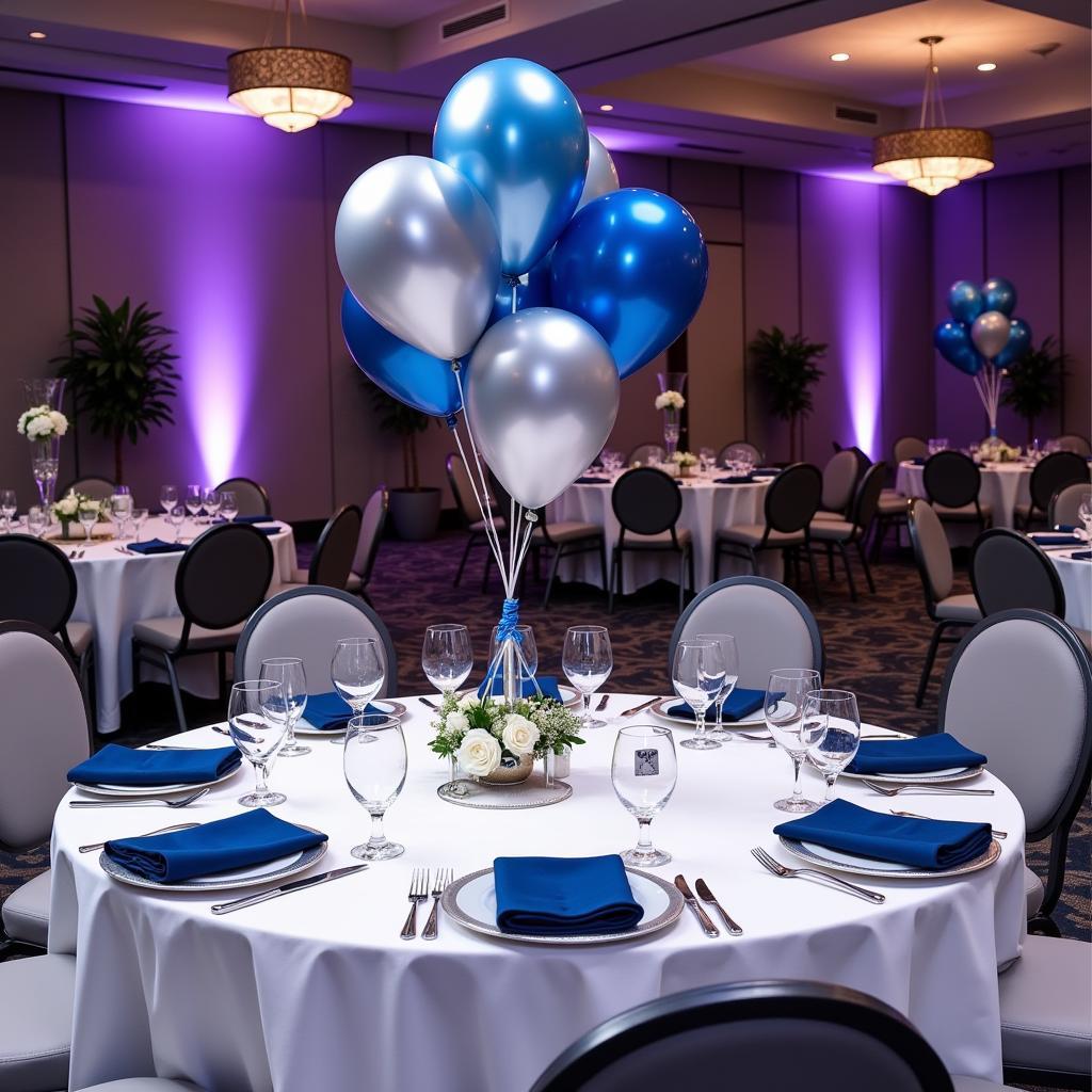 Elegant Metal Balloon Centerpiece at a Corporate Gala