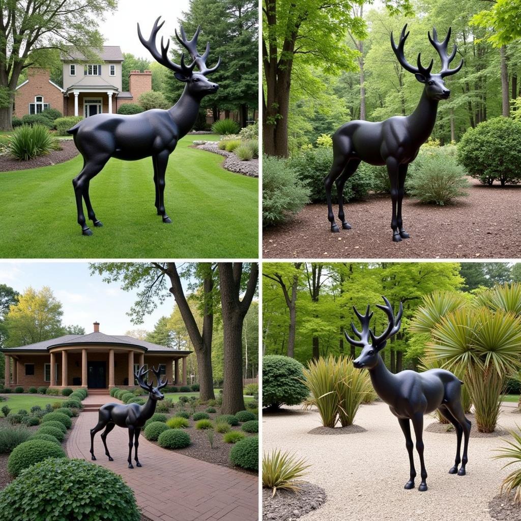 Metal Deer Yard Art in Different Landscapes