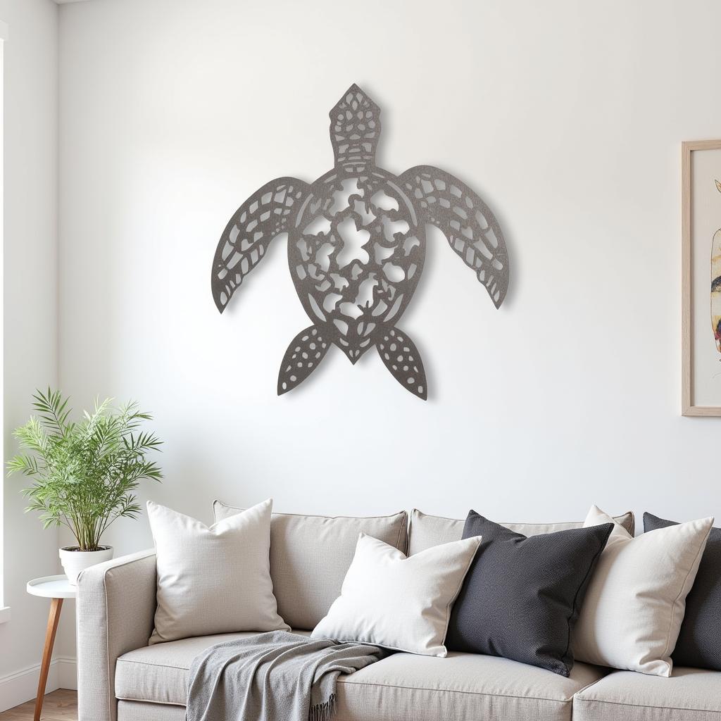 Metal Sea Turtle Wall Sculpture