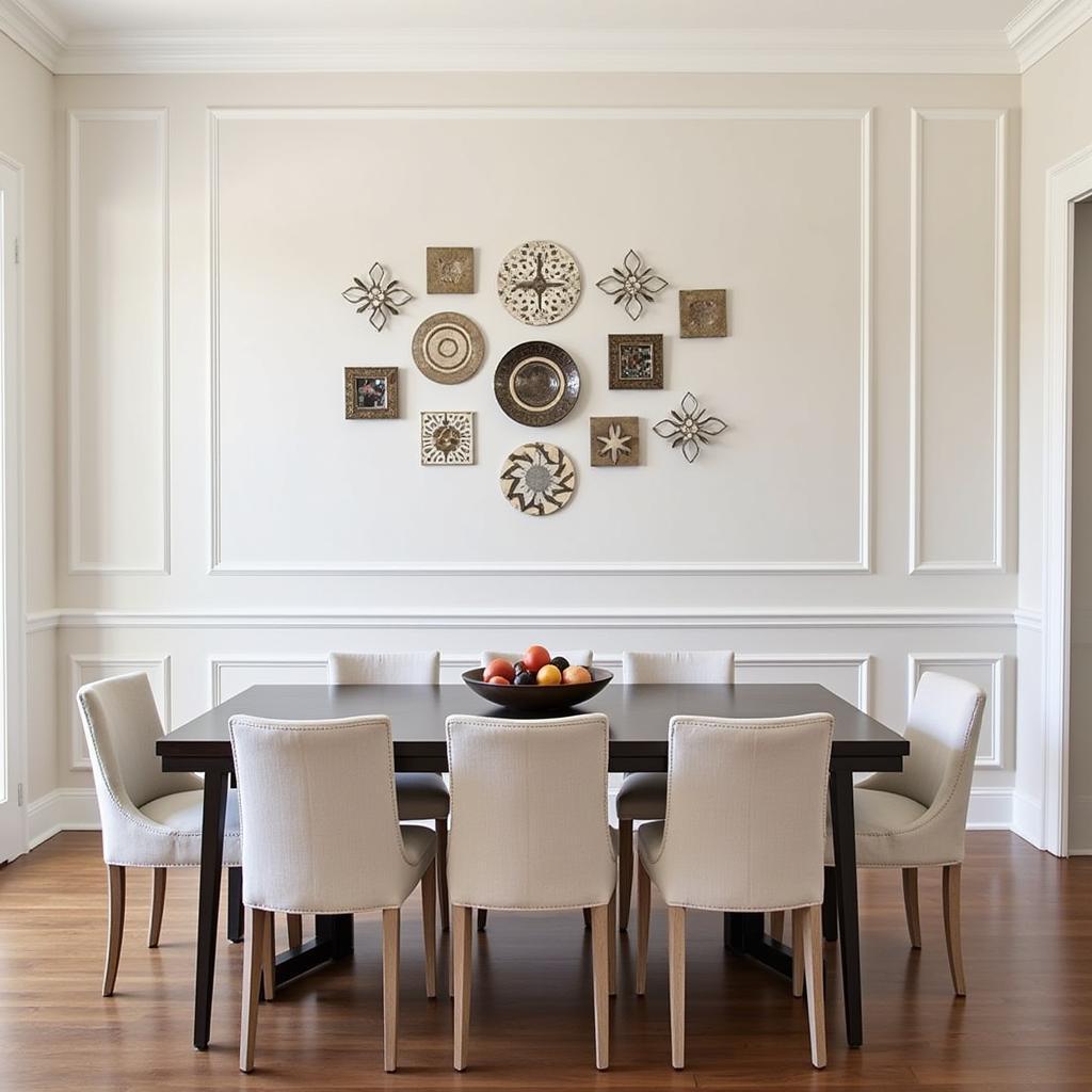 Metal Wall Art on a Dining Room Accent Wall