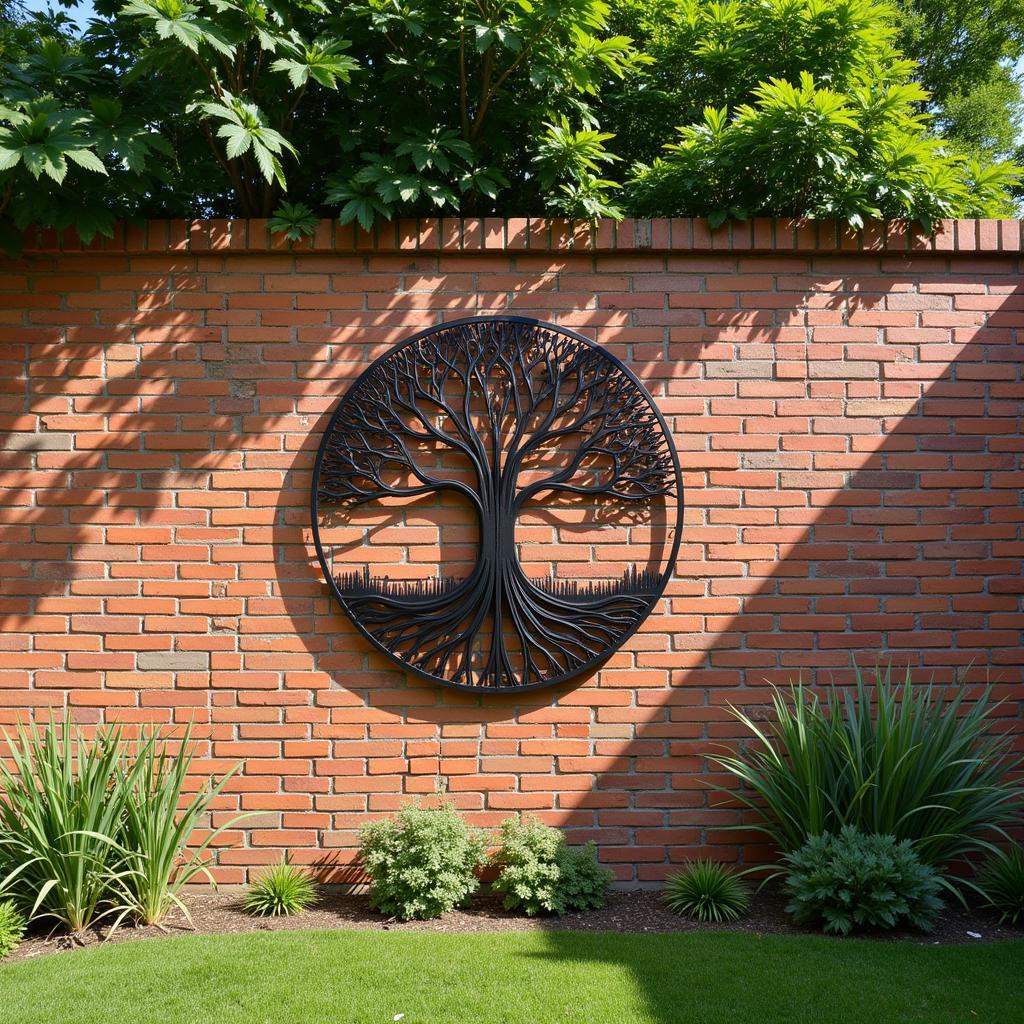 Modern Metal Wall Art in a Garden Setting