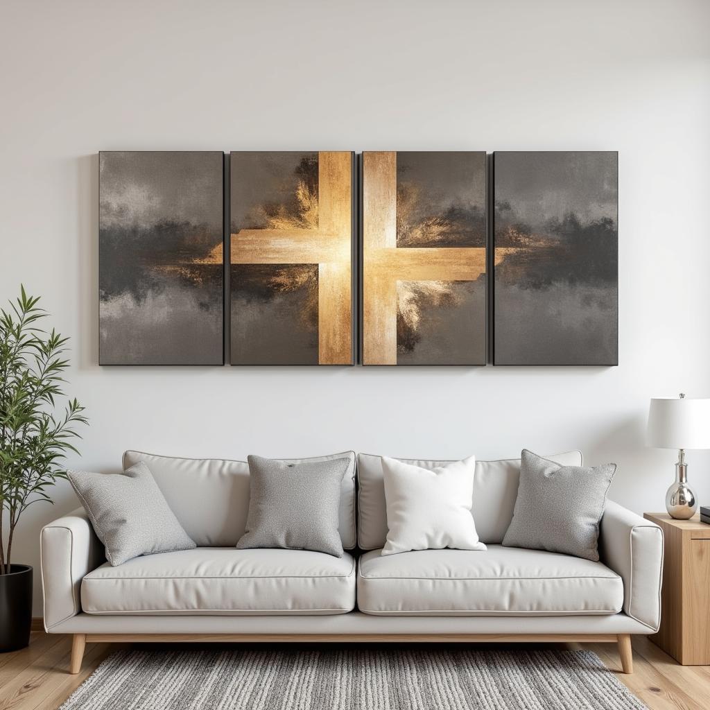 Metal wall art in a living room