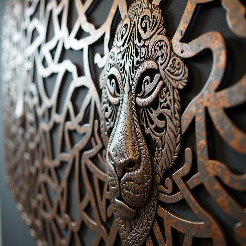 Metal Wall Art Featuring Animal Print Design