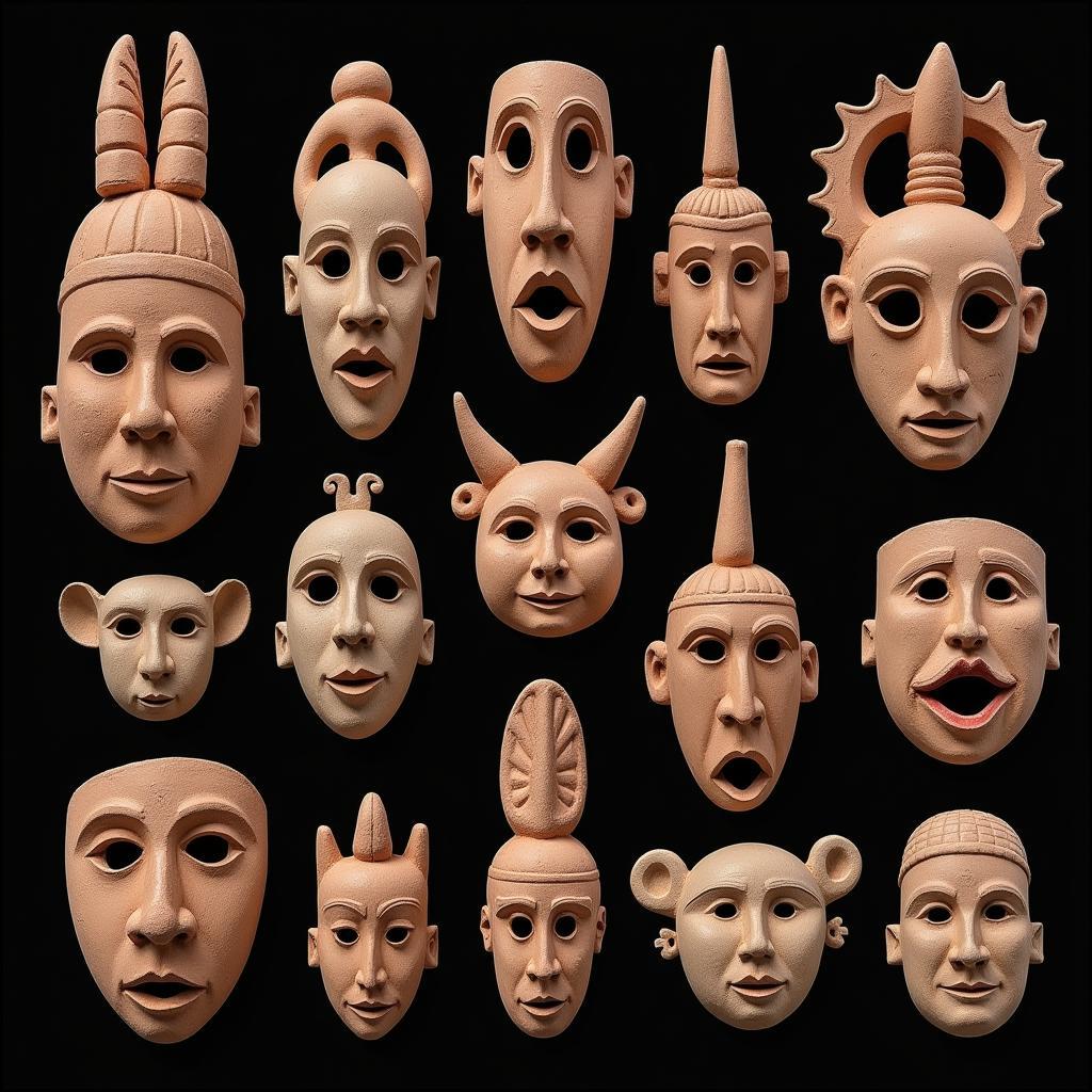 Ancient Mexican Clay Masks