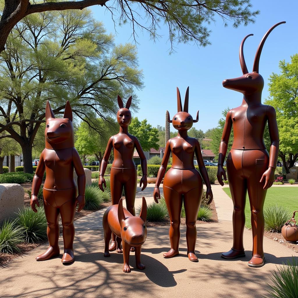 Outdoor Display of Large-Scale Mexican Metal Sculptures