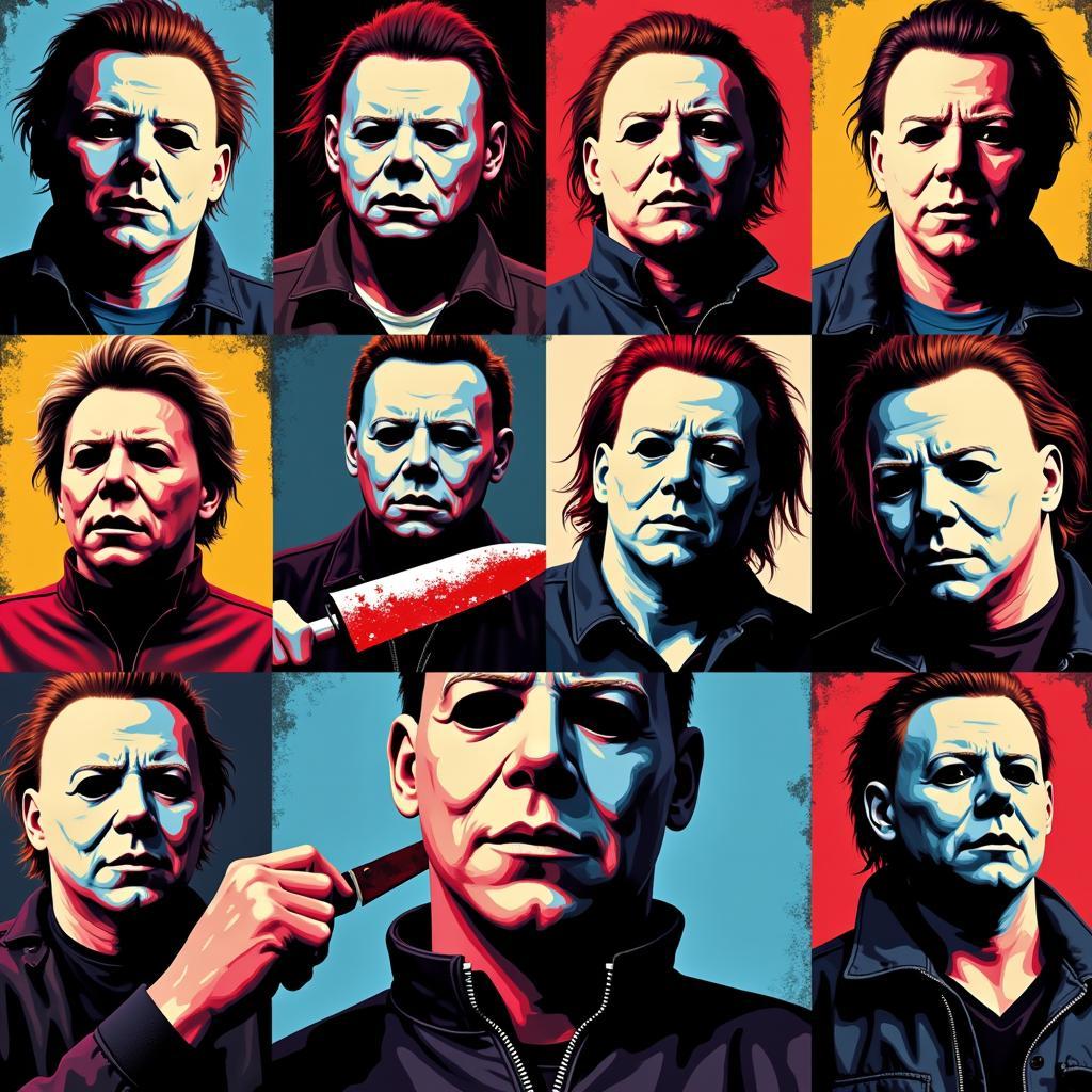 Các tác phẩm Michael Myers Pop Art với nhiều phong cách khác nhau