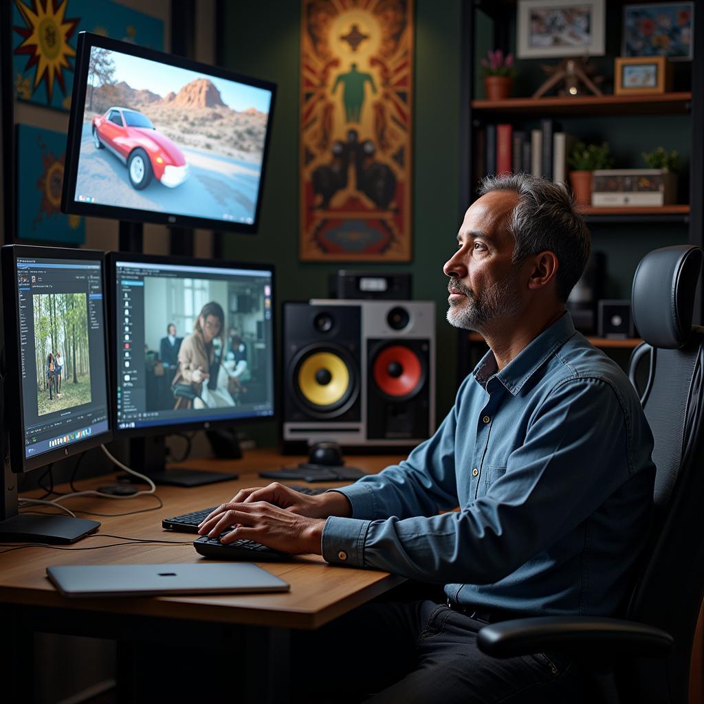 Michel Smith Boyd portrait in his digital art studio