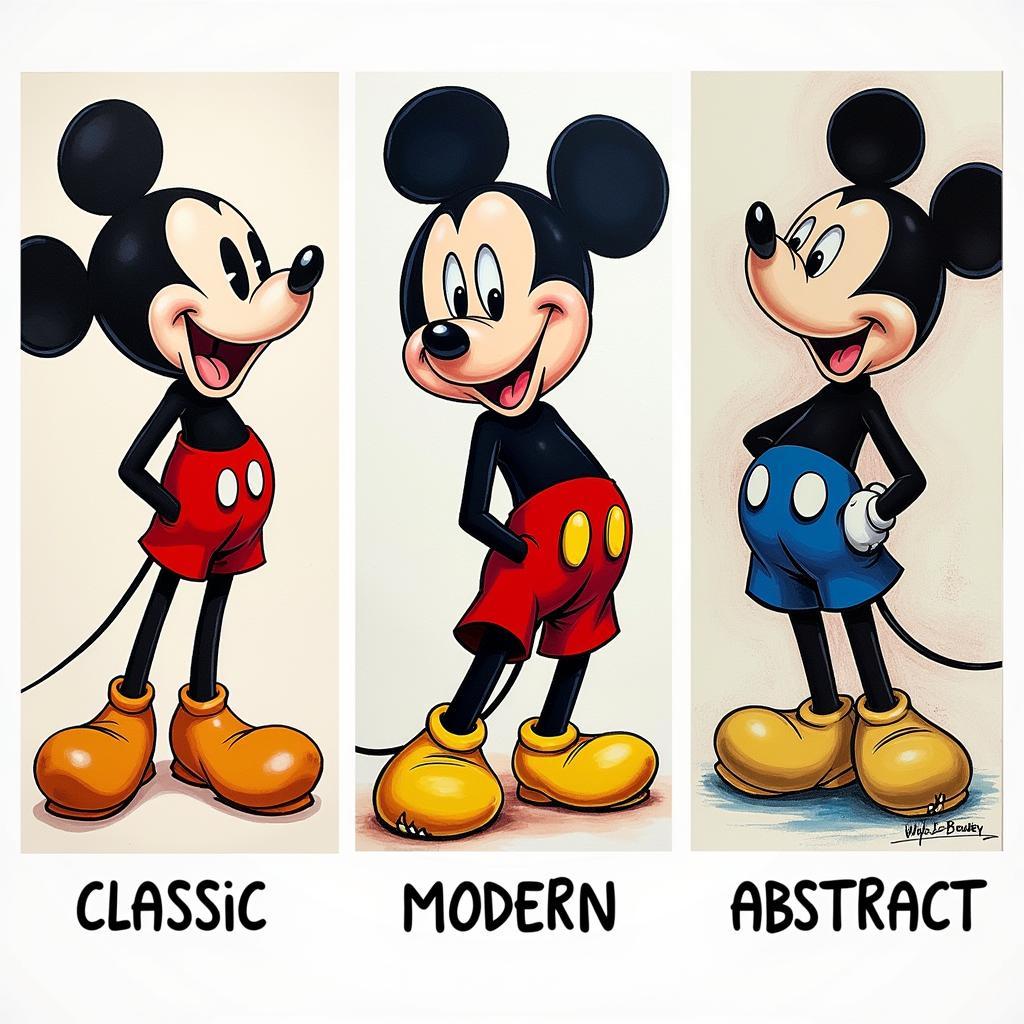 So sánh các phong cách Mickey Art