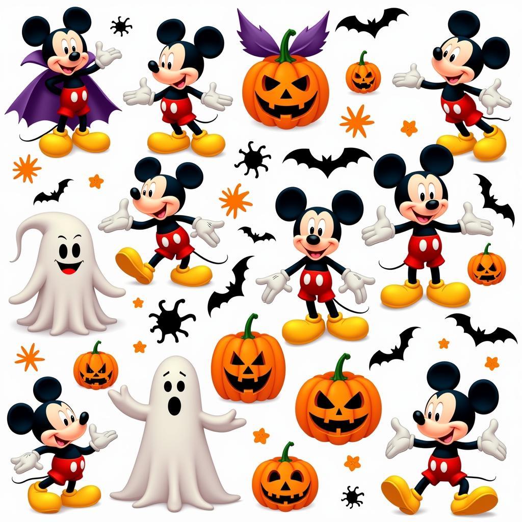 A collection of Mickey Mouse Halloween clip art