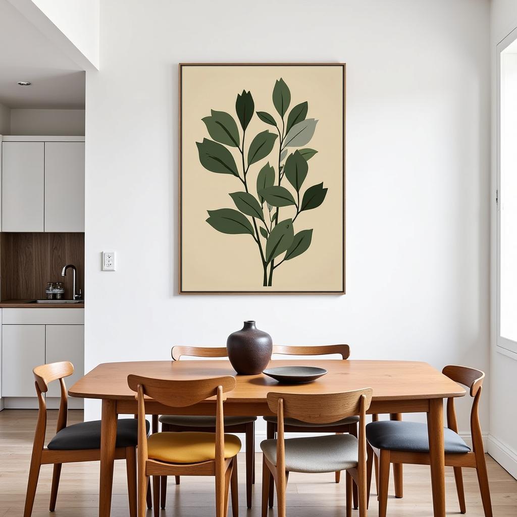 Mid-Century Art Print in Dining Room