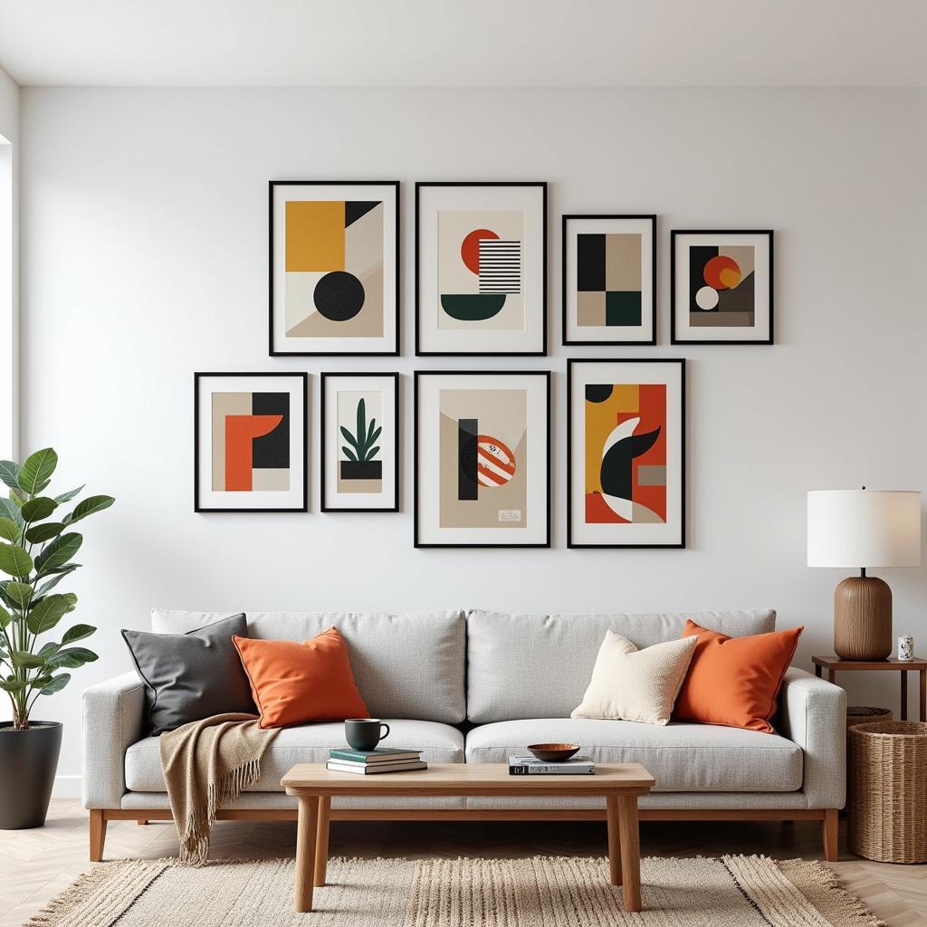 Mid Century Modern Art Wall in a Living Room