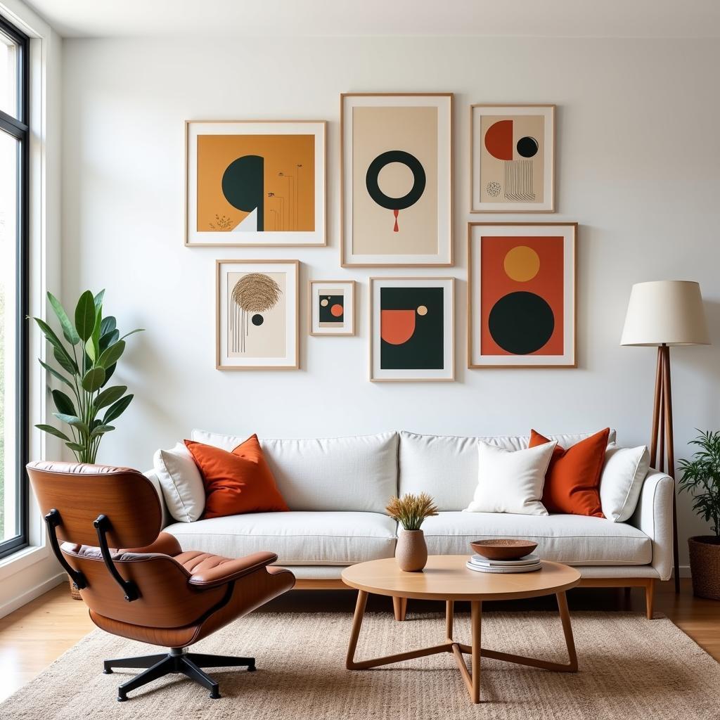 Mid-Century Modern Wall Art in a Living Room