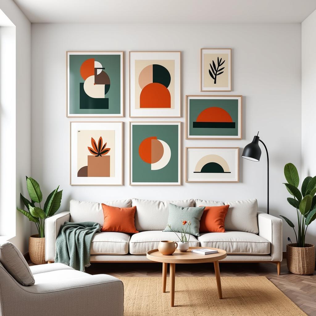 Mid Century Modern Wall Art in Living Room