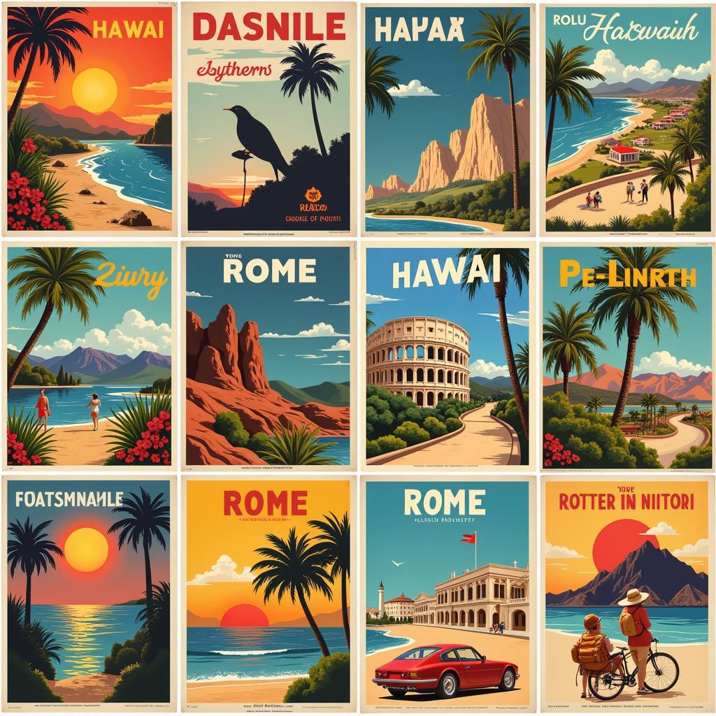 Mid Century Poster Art Featuring Travel Destinations