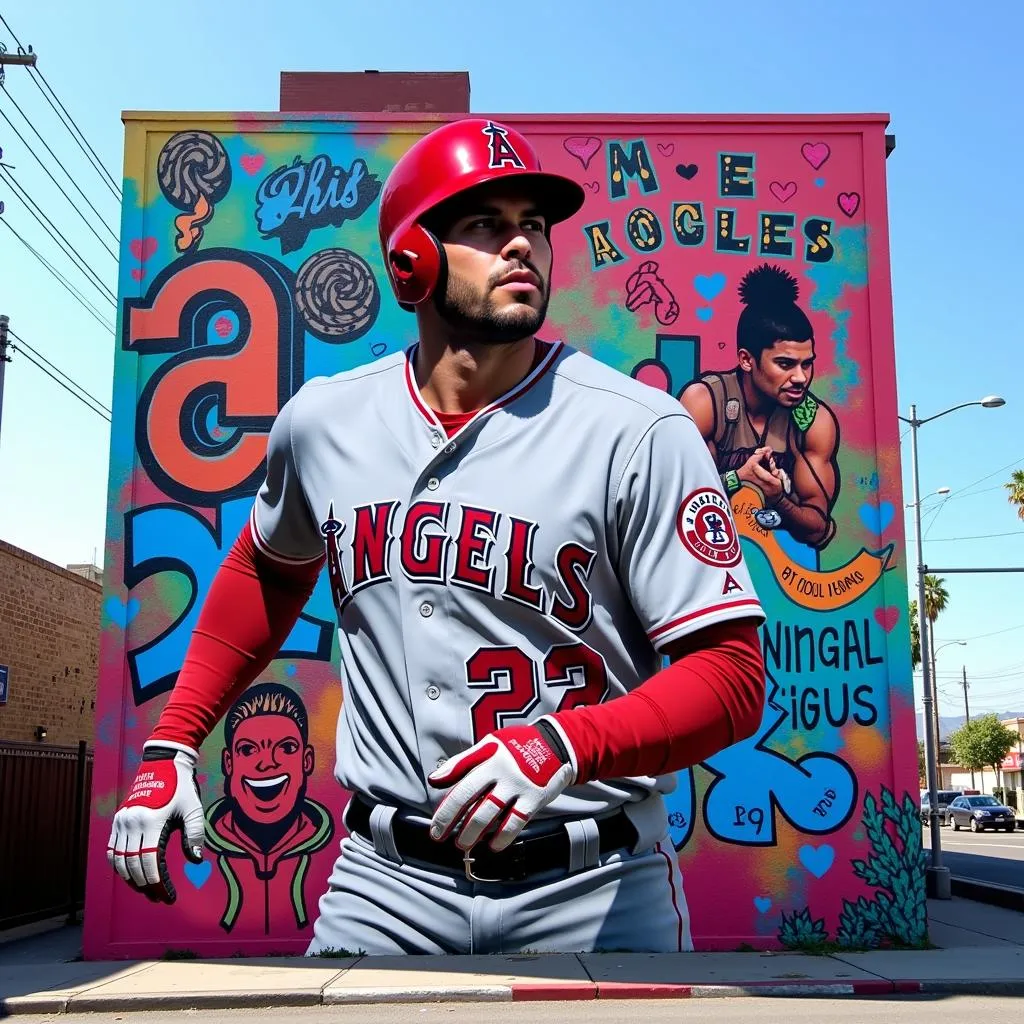 Mike Trout mural in Los Angeles street art