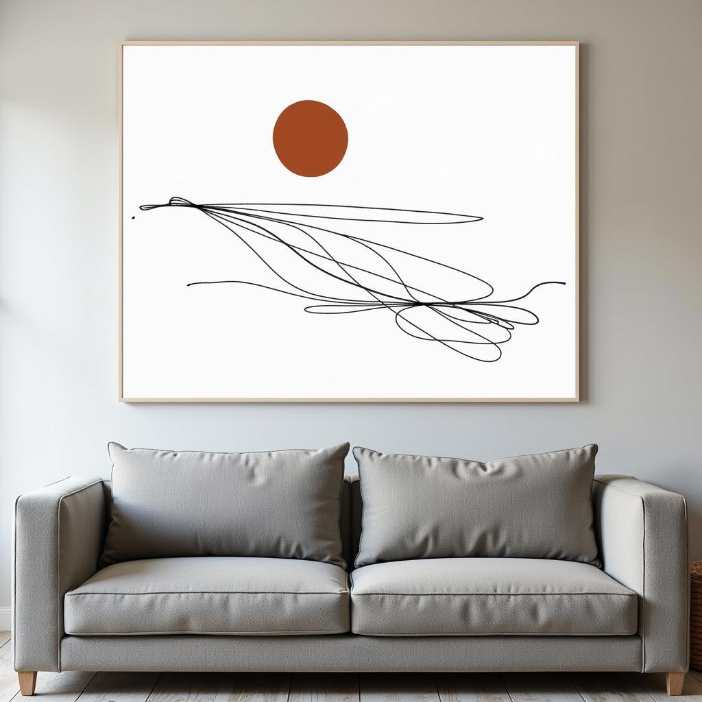 Minimalist abstract canvas art in a living room setting