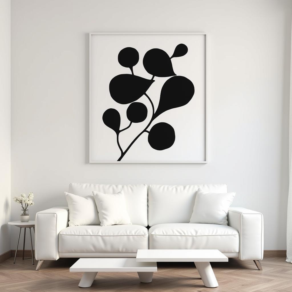 Minimalist Black Wall Art in a Living Room