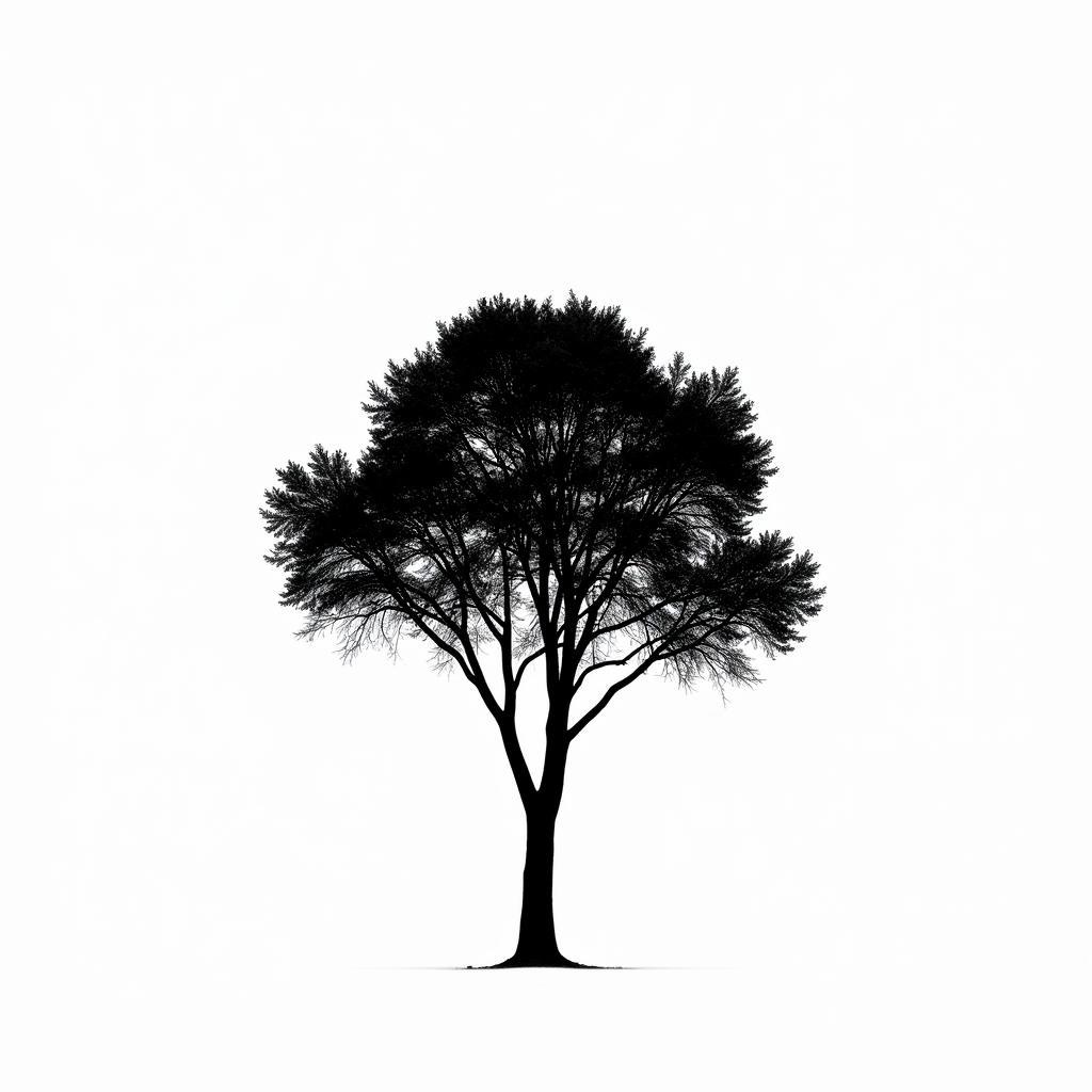 Minimalist Black and White Forest Tree Silhouette