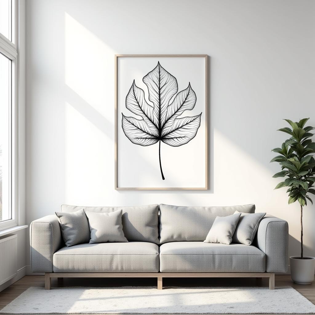 Minimalist Black and White Sketch in a Living Room