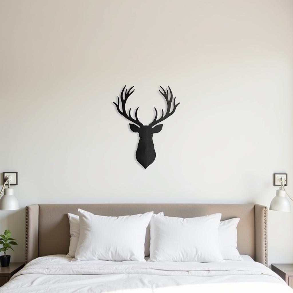 Minimalist Elk Metal Wall Art in Bedroom